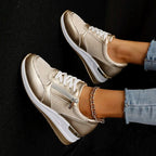 Olivia - Women’s Metallic Side Zip Platform Sneakers