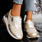 Olivia - Women’s Metallic Side Zip Platform Sneakers