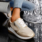 Olivia - Women’s Metallic Side Zip Platform Sneakers