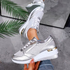 Olivia - Women’s Metallic Side Zip Platform Sneakers
