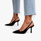 Ivory - Women's Leather Pointed Toe Slingback Heels