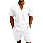 Crispin - Men's Linen V-Neck Relaxed Fit Co-ord Set
