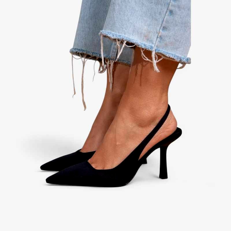 Ivory - Women's Leather Pointed Toe Slingback Heels