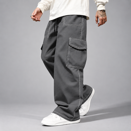 Adrian - Men's Oversized Cargo Pants with Contrast Stitching