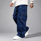 Adrian - Men's Oversized Cargo Pants with Contrast Stitching