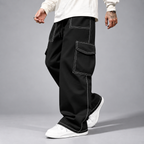 Adrian - Men's Oversized Cargo Pants with Contrast Stitching