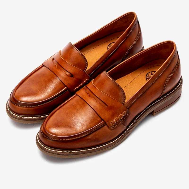 Alessia - Women's Leather Penny Strap Slip-On Loafers