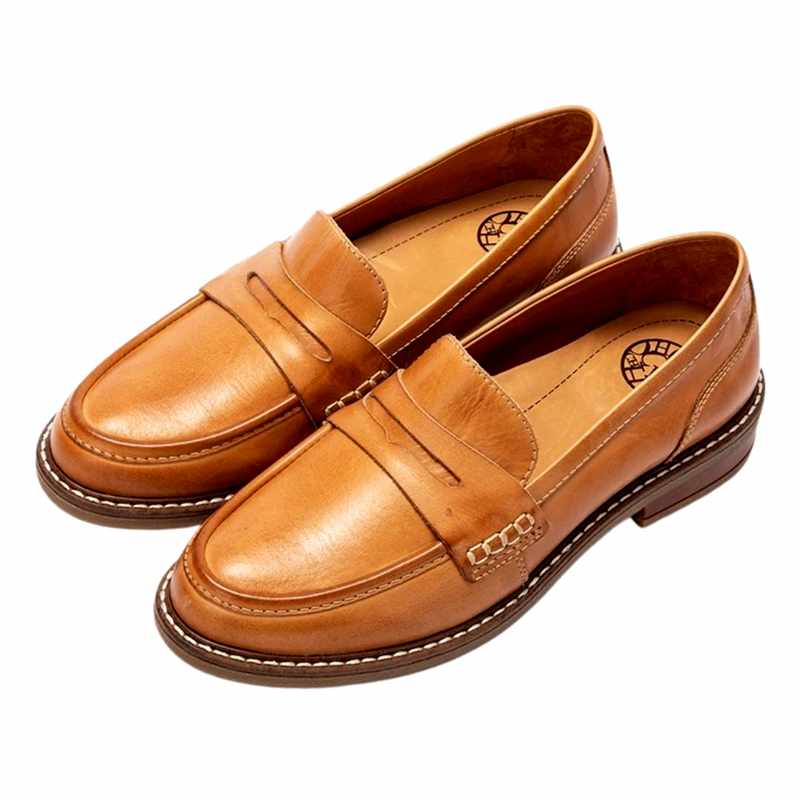 Alessia - Women's Leather Penny Strap Slip-On Loafers