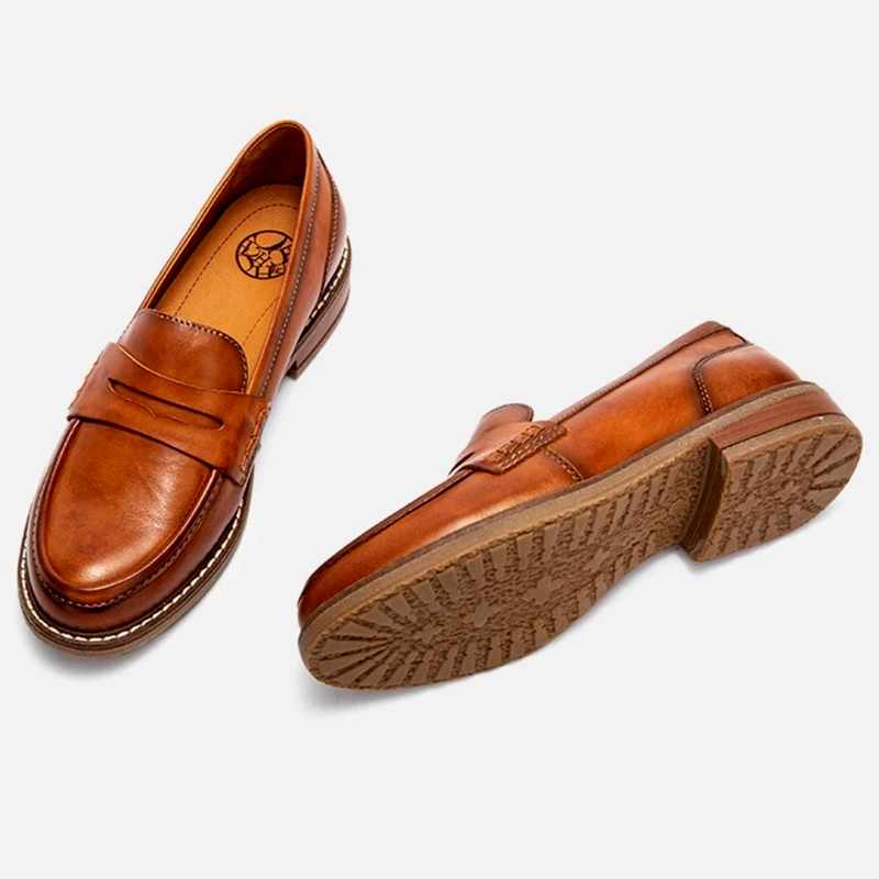 Alessia - Women's Leather Penny Strap Slip-On Loafers