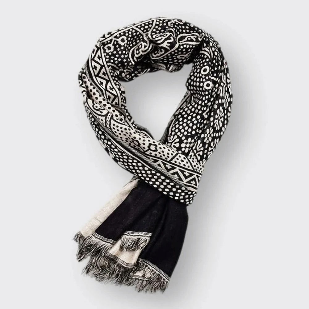 Alex - Cotton Patterned Fringe Scarf