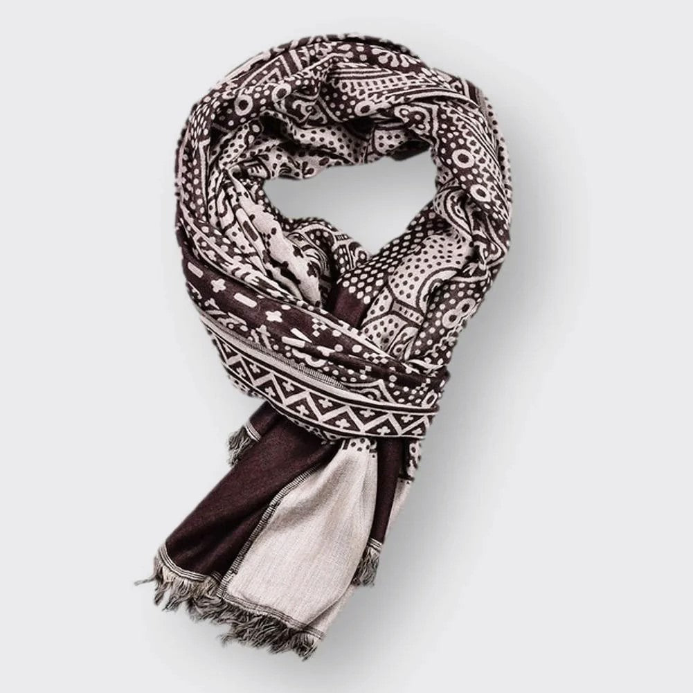 Alex - Cotton Patterned Fringe Scarf