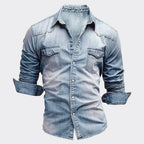 Alexander - Men's Washed Denim Button-Up Shirt