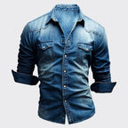 Alexander - Men's Washed Denim Button-Up Shirt