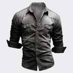 Alexander - Men's Washed Denim Button-Up Shirt