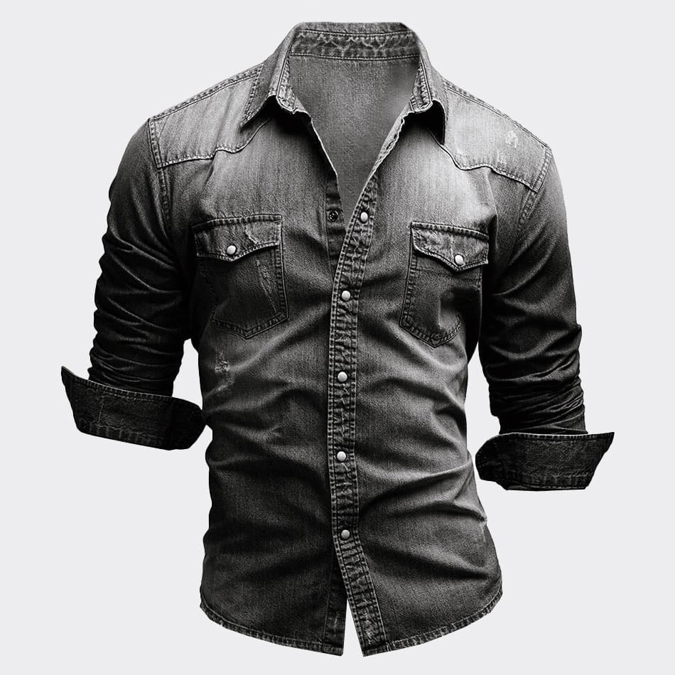 Alexander - Men's Washed Denim Button-Up Shirt