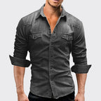 Alexander - Men's Washed Denim Button-Up Shirt