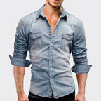 Alexander - Men's Washed Denim Button-Up Shirt
