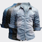 Alexander - Men's Washed Denim Button-Up Shirt