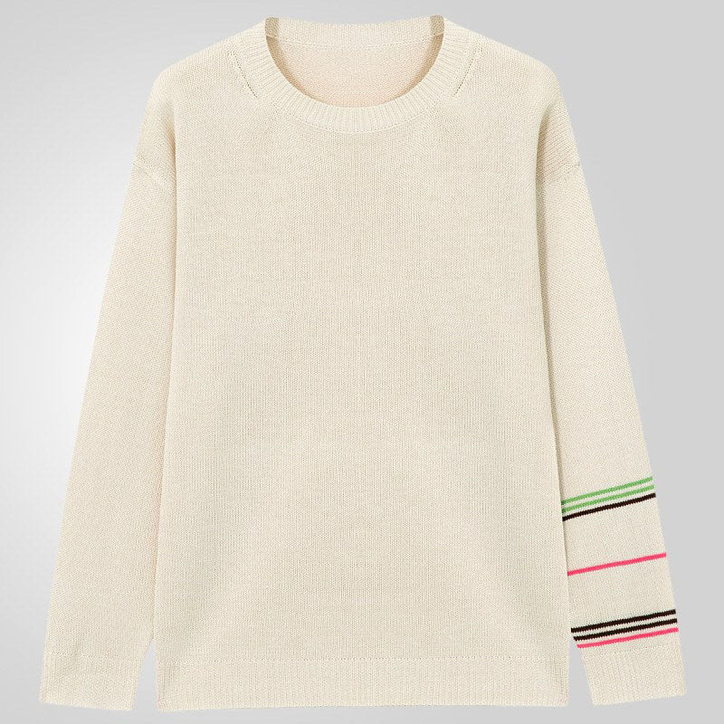 Alexander - Men's Contrast Stripe Crew Neck Relaxed Sweater