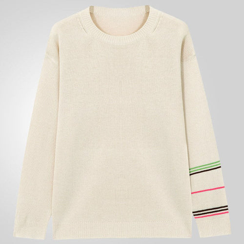 Alexander - Men's Contrast Stripe Crew Neck Relaxed Sweater
