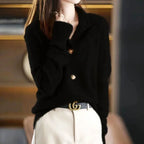 Alice - Women's Button-Up Knit Cardigan with Stand Collar