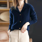 Alice - Women's Button-Up Knit Cardigan with Stand Collar