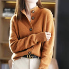 Alice - Women's Button-Up Knit Cardigan with Stand Collar