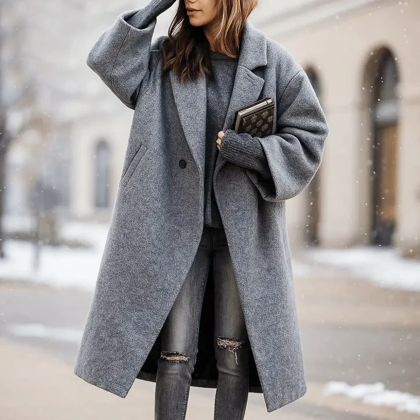 Alice - Women’s Oversized Wide Collar Long Coat