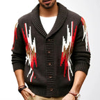 Alonzo - Men's Geometric Jacquard Shawl Collar Cardigan Jacket 2