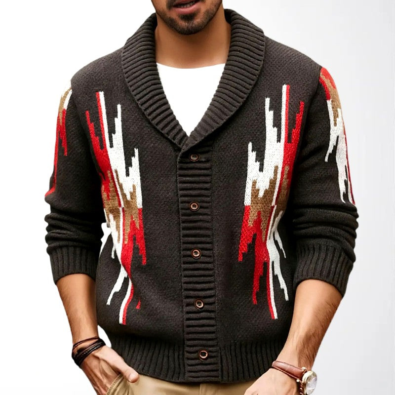 Alonzo - Men's Geometric Jacquard Shawl Collar Cardigan Jacket 2