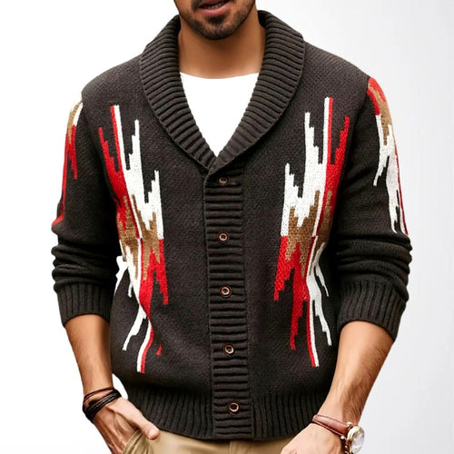 Alonzo - Men's Geometric Jacquard Shawl Collar Cardigan Jacket 2