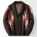 Alonzo - Men's Geometric Jacquard Shawl Collar Cardigan