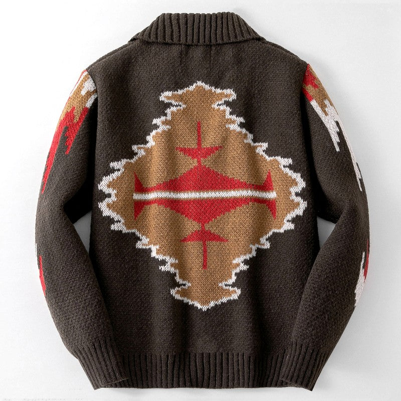 Alonzo - Men's Geometric Jacquard Shawl Collar Cardigan Jacket 4