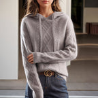 Amari - Women's Cable Knit Hooded Pullover Sweater
