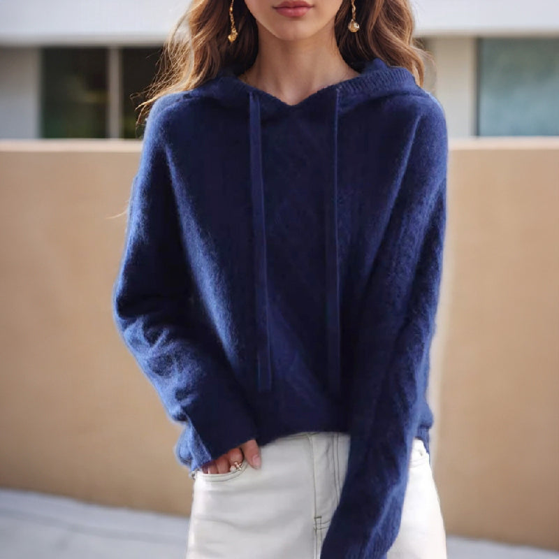 Amari - Women's Cable Knit Hooded Pullover Sweater