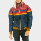 Amelia - Women's Retro Striped Hooded Puffer Jacket