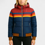 Amelia - Women's Retro Striped Hooded Puffer Jacket