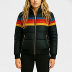 Amelia - Women's Retro Striped Hooded Puffer Jacket
