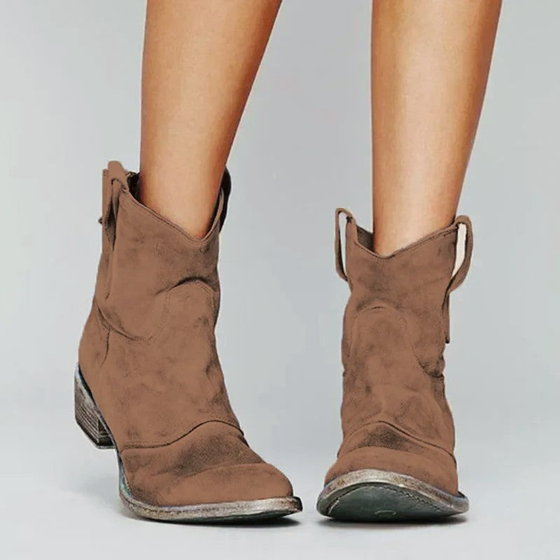 Angela - Women’s Western Suede Ankle Boots