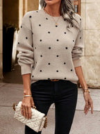 Anicka - Women's Dotted Pattern Crew Neck Knit Sweater