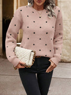 Anicka - Women's Dotted Pattern Crew Neck Knit Sweater