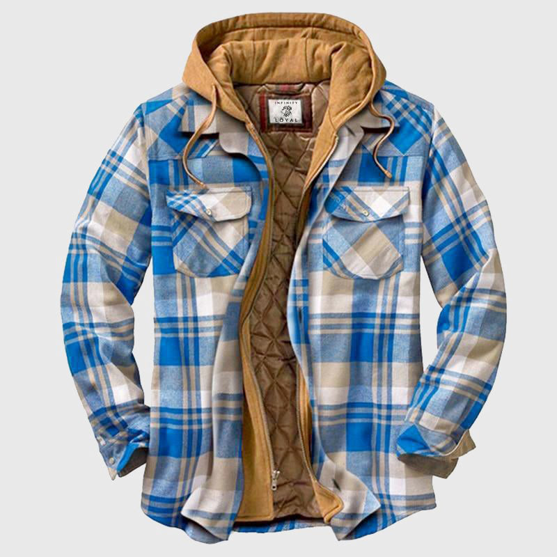Anthony - Men's Hooded Plaid Shirt Jacket