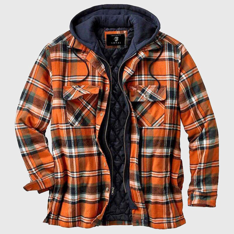 Anthony - Men's Hooded Plaid Shirt Jacket
