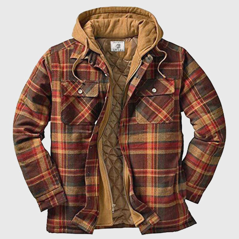 Anthony - Men's Hooded Plaid Shirt Jacket
