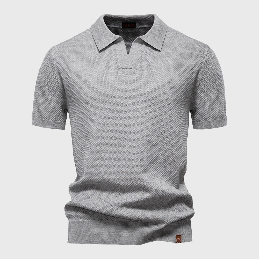Archie - Men's Short Sleeve Textured Polo Knit Top