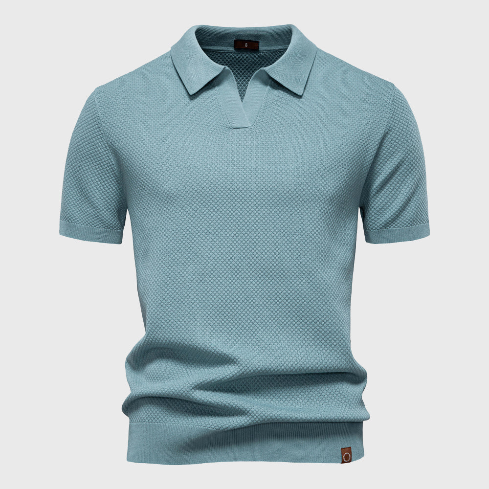 Archie - Men's Short Sleeve Textured Polo Knit Top
