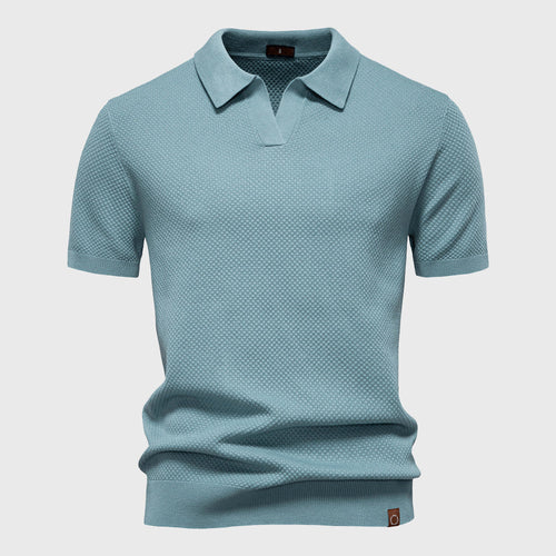 Archie - Men's Short Sleeve Textured Polo Knit Top