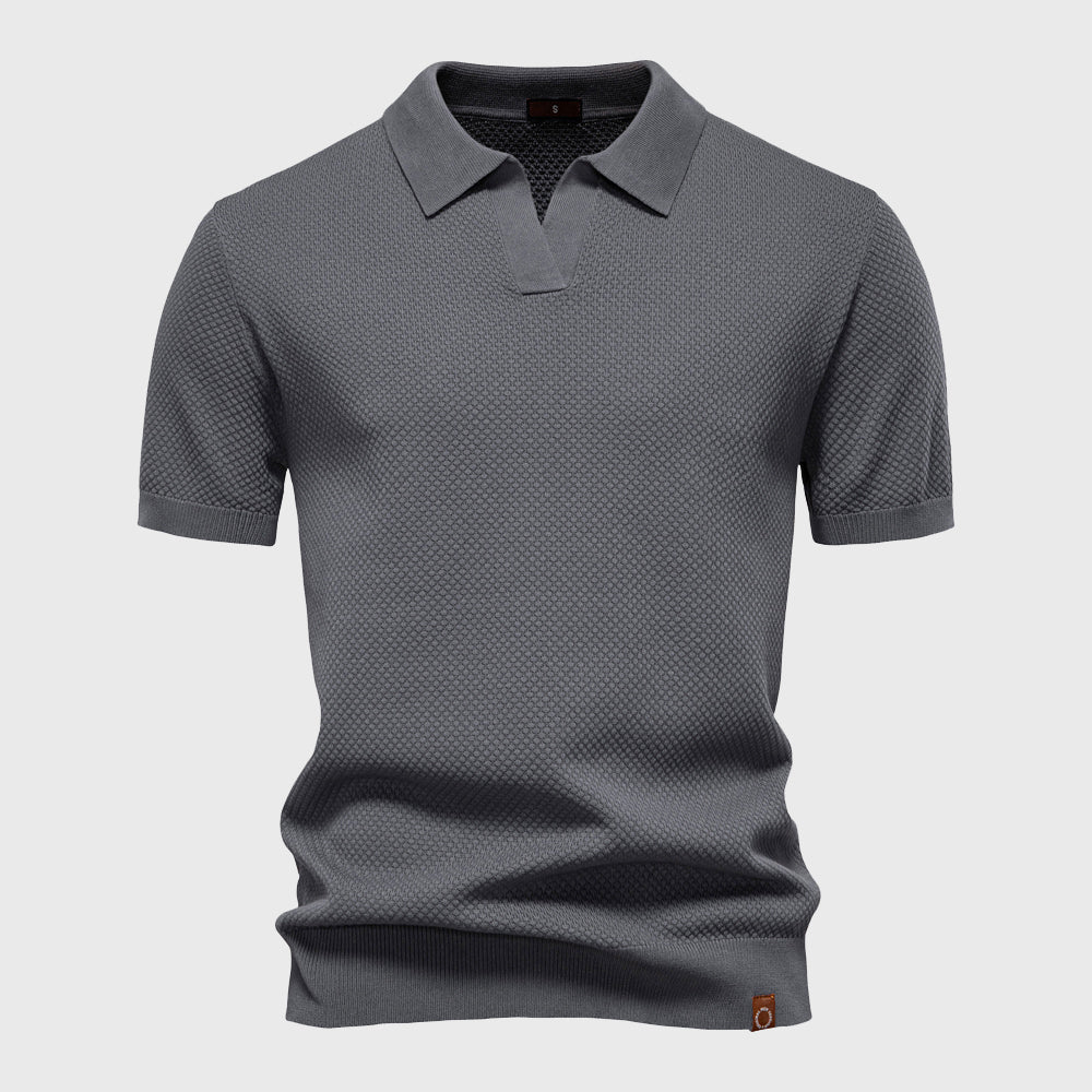 Archie - Men's Short Sleeve Textured Polo Knit Top