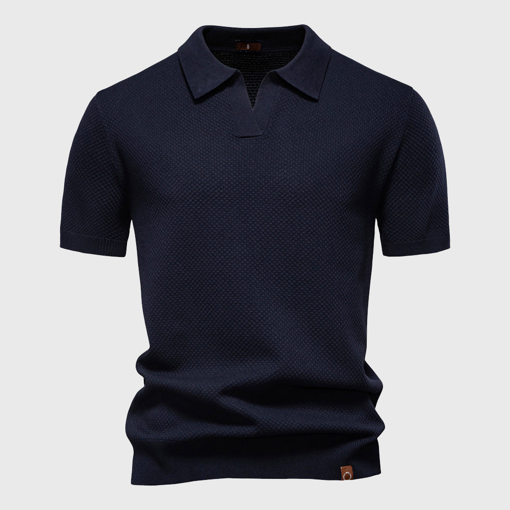 Archie - Men's Short Sleeve Textured Polo Knit Top