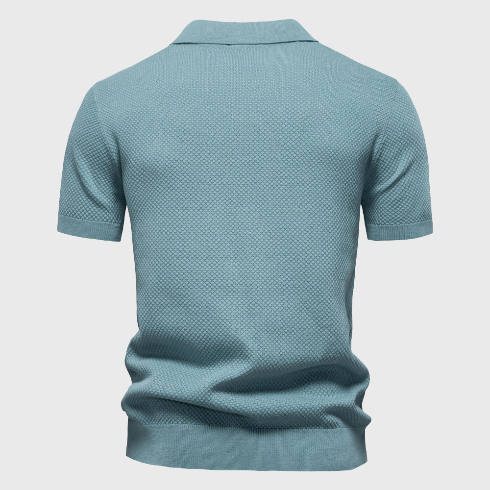 Archie - Men's Short Sleeve Textured Polo Knit Top
